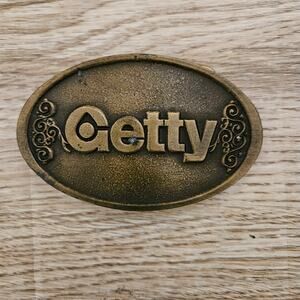 Vintage Getty Oil Gas Company B & H Belt Buckle Broken Arrow Oklahoma Brass